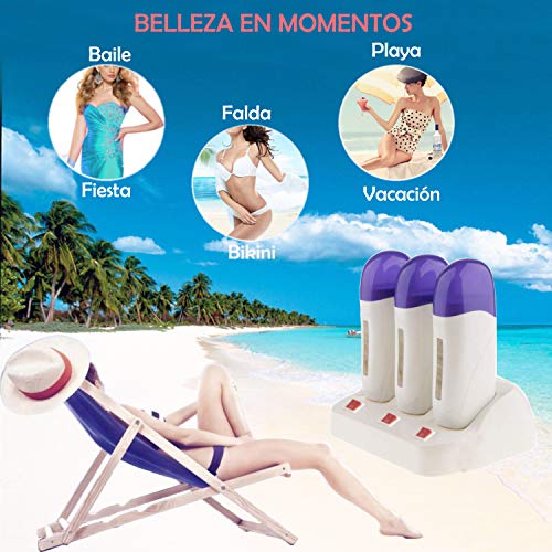 SuperMega Wax B131 Blanco - Calentador Cera Tibia 3 Cartucho + 3 Cera