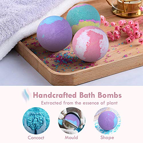 SUPERSUN Bombas de Baño 6 x 100 g con 3 Velas Aromáticas, Set de Baño Regalos para Mujer, Sales de Baño, Regalos para Cumpleaños, Aniversario, Día de San Valentín, Día de la Madre