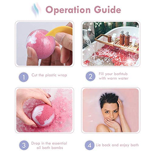 SUPERSUN Bombas de Baño 6 x 100 g con 3 Velas Aromáticas, Set de Baño Regalos para Mujer, Sales de Baño, Regalos para Cumpleaños, Aniversario, Día de San Valentín, Día de la Madre