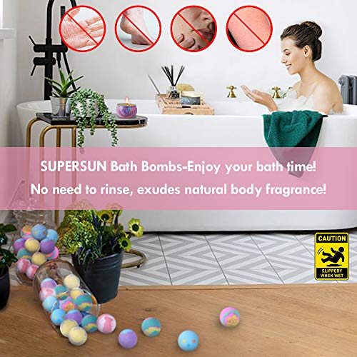 SUPERSUN Bombas de Baño 6 x 100 g con 3 Velas Aromáticas, Set de Baño Regalos para Mujer, Sales de Baño, Regalos para Cumpleaños, Aniversario, Día de San Valentín, Día de la Madre
