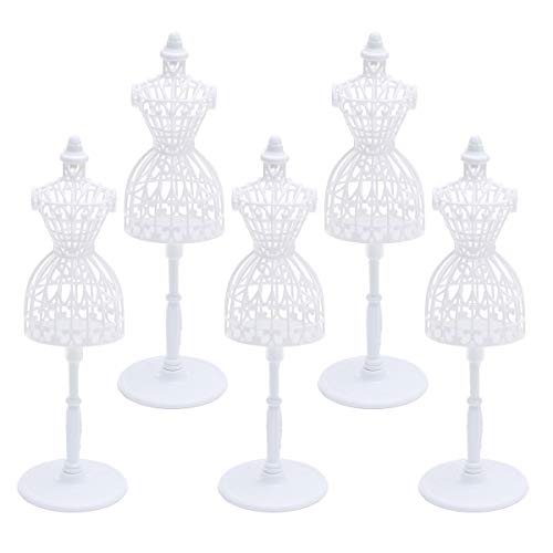 SUPVOX 5 PCS Vestido de muñeca con forma de tela Vestido de plástico Desmontable Soporte de soporte Modelo de maniquí Accesorios de soporte para vestidos de muñeca - 8.3 pulgadas