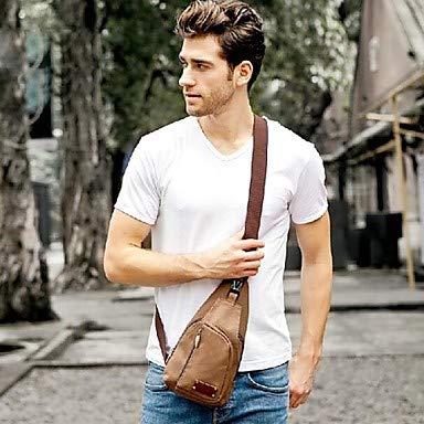 SUQING Lona de Hombre Tirante Bolso Lona marrón/Militar Verde/Cartier, Marrón