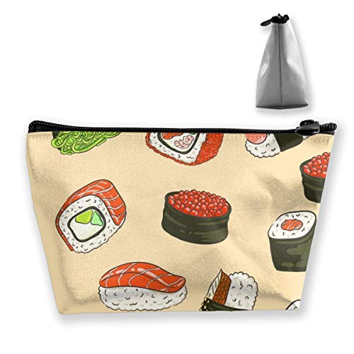 Sushi - Bolsa de Maquillaje con patrón de Caviar Rojo, Bolsas de Almacenamiento trapezoidales para Viaje
