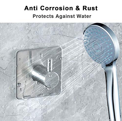 SUSHJA 4 Piezas Ganchos Adhesivos, Toallero Perchero Pared de Cocina Baño 3M Autoadhesivo Perchero de Max 4KG Acero Inoxidable Colgadores de Puerta Organizador