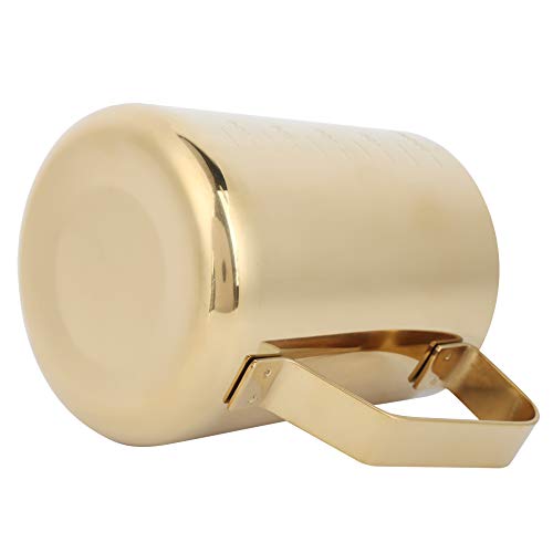 Sutinna Jarra de Leche de Mano de Acero Inoxidable, Taza de café con Leche para Hacer Arte de café con Leche con Marca de medición(Golden, 600ML (with Scale))