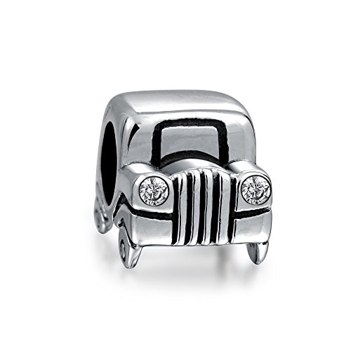 Suv Jeep coche conductor de automóvil CZ cabeza luces de viaje encanto cuenta para las mujeres mamás plata de ley se adapta a la pulsera europea