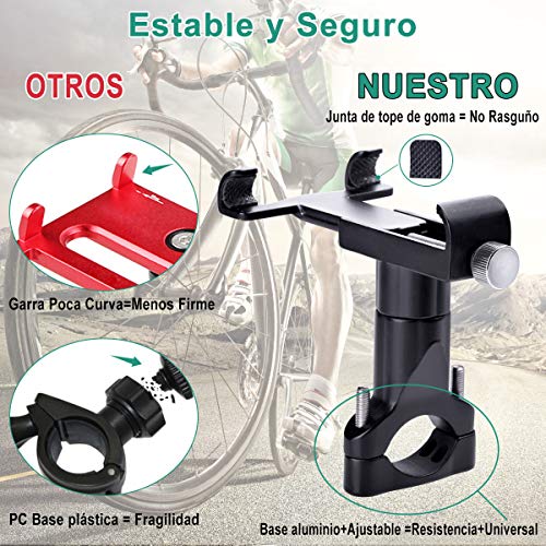 Suxman Soporte Móvil Moto, Bici, Bicicleta, Motocicleta, Carretera de Aluminio Anti Vibración Con 360°-Soporte Universal Antideslizante para 4,7'' a 6,8'' para iPhone X, 7 8 8s 6