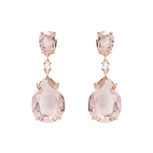 Swarovski Pendientes de gota Vintage, rosa, Baño en tono Oro Rosa