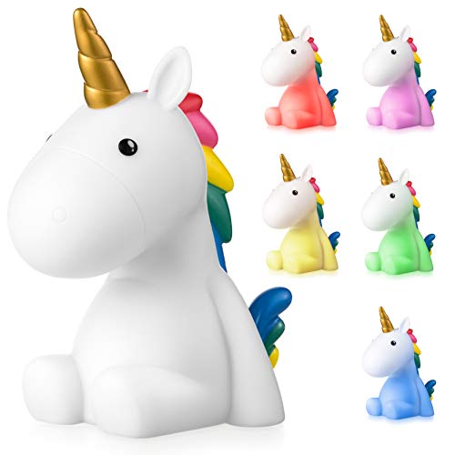 Sweet Ponies Luz Nocturna Infantil LED Unicornio con la Batería Recargable, Quitamiedos para Niños