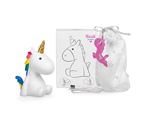 Sweet Ponies Luz Nocturna Infantil LED Unicornio con la Batería Recargable, Quitamiedos para Niños