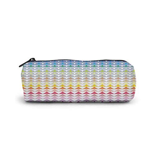 SWKLL Cylinder Pencil Case Bolsa de papelería para estudiantes Bolsa de oficina Organizador de almacenamiento Bolsa de monedas Bolsa de cosméticos, Trippy Patrón geométrico repetitivo con formas étni