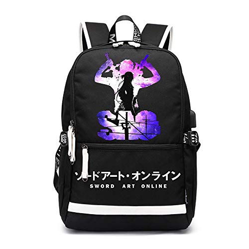 Sword Art Online Mochila Casual Mochila versión Coreana Nueva Marca Mochila La Mochila de Trabajo de Estudiantes universitarios Simples Mochila (Color : Black07, Size : 37 X 16 X 43cm)