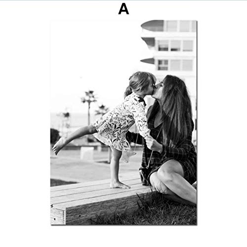 SXXRZA Arte de Pared 2x60x85cm sin Marco Negro Blanco Chica Ciudad Rascacielos Carteles nórdicos e Impresiones Cuadro de Pared para decoración de Sala de Estar