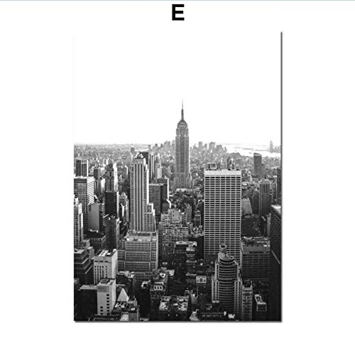 SXXRZA Arte de Pared 2x60x85cm sin Marco Negro Blanco Chica Ciudad Rascacielos Carteles nórdicos e Impresiones Cuadro de Pared para decoración de Sala de Estar