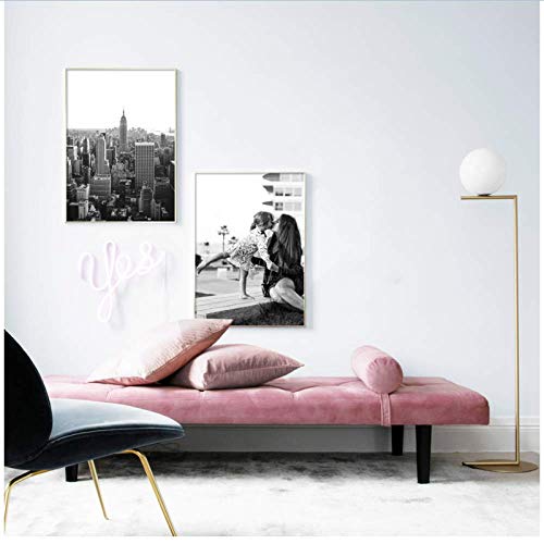 SXXRZA Arte de Pared 2x60x85cm sin Marco Negro Blanco Chica Ciudad Rascacielos Carteles nórdicos e Impresiones Cuadro de Pared para decoración de Sala de Estar