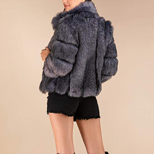 Sylar Abrigo De Mujer Fleece Chaqueta De Abrigo De Piel Sintética Color Sólido Elegantes Abrigos De Lana Mujer Parka Outwear Chaqueta De Punto Mujer Pelusa Suéter Top Gris Abrigos De Pelo Invierno