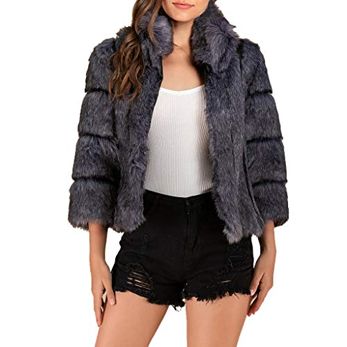 Sylar Abrigo De Mujer Fleece Chaqueta De Abrigo De Piel Sintética Color Sólido Elegantes Abrigos De Lana Mujer Parka Outwear Chaqueta De Punto Mujer Pelusa Suéter Top Gris Abrigos De Pelo Invierno