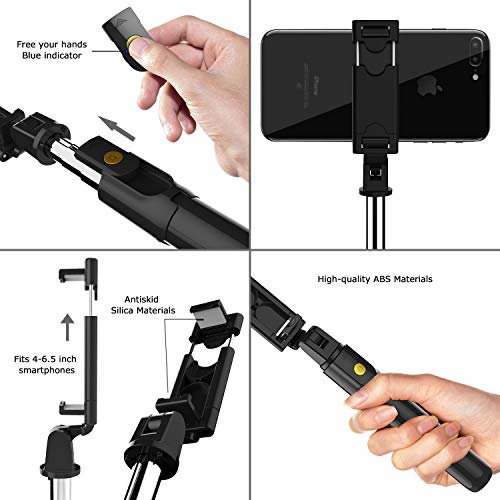 SYOSIN Palo Selfie Trípode con Control Remoto, 3 en 1 Bluetooth Mini Monópode Extensible Selfie Stick para teléfonos Inteligentes iPhone y Andriod