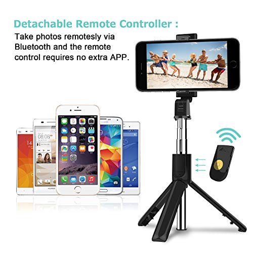 SYOSIN Palo Selfie Trípode con Control Remoto, 3 en 1 Bluetooth Mini Monópode Extensible Selfie Stick para teléfonos Inteligentes iPhone y Andriod