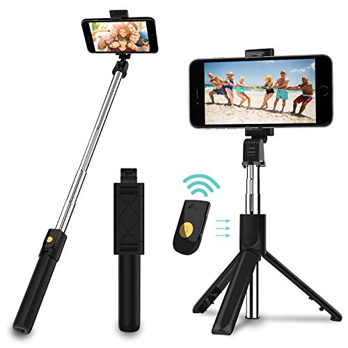 SYOSIN Palo Selfie Trípode con Control Remoto, 3 en 1 Bluetooth Mini Monópode Extensible Selfie Stick para teléfonos Inteligentes iPhone y Andriod