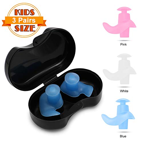 SYOSIN Tapones Oidos Natación, 3 Pares Tapones Oidos de Silicona Reutilizables Impermeable para Nadar, Ducharse, Surfear y Otros Deportes Acuáticos (Tamaño Niños)
