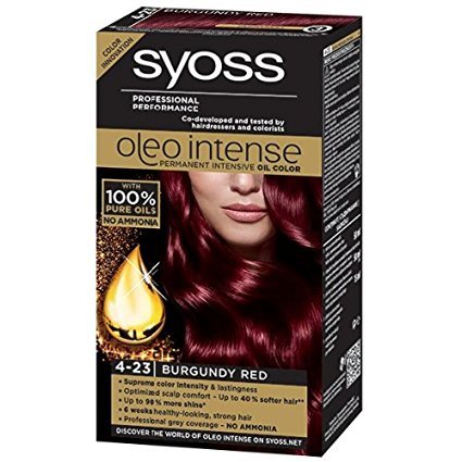 Syoss Oleo Tinte para el cabello intenso, 100% aceites puros, 0% amoniaco, 4-23 rojo burdeos