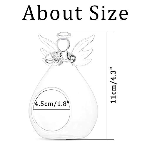 Sziqiqi Candelero Colgante del Ángel, Florero Creativo del ÁngelFlorero Creativo del Ángel, Decoración Cristalina De Boda/Fiesta/Cumpleaños, Iluminación Decorativa del Patio/De La Navidad, Set of 4