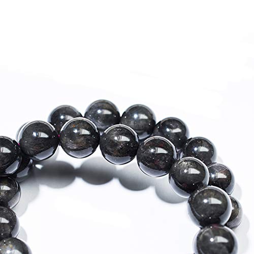 SZPP Pulsera de Piedra áspera Aurora Negra de Cristal Natural Pulsera de Gemas de Energía Curativa de Chakra (14.0mm)