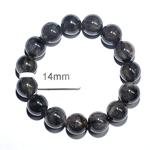 SZPP Pulsera de Piedra áspera Aurora Negra de Cristal Natural Pulsera de Gemas de Energía Curativa de Chakra (14.0mm)