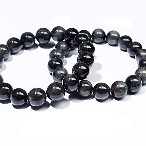 SZPP Pulsera de Piedra áspera Aurora Negra de Cristal Natural Pulsera de Gemas de Energía Curativa de Chakra (14.0mm)