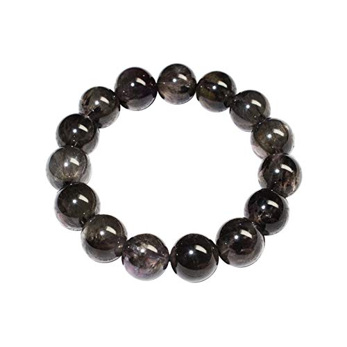 SZPP Pulsera de Piedra áspera Aurora Negra de Cristal Natural Pulsera de Gemas de Energía Curativa de Chakra (14.0mm)