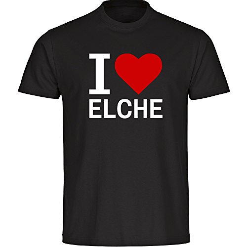 T-Shirt cuello redondo camiseta de manga corta para hombre Elche I Love Classic colour negro talla S hasta 5XL Negro negro Talla:5XL
