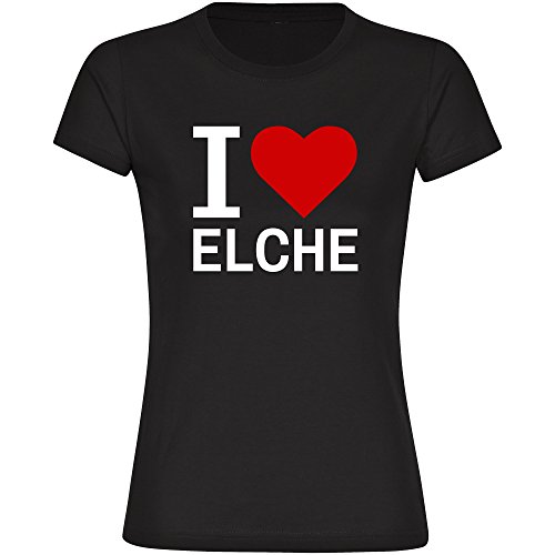 T-Shirt cuello redondo manga corta Classic I Love Elche para mujer talla S hasta 2XL Negro negro Talla:xx-large