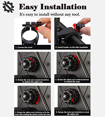 T WILKER Soporte Movil Bicicleta, Universal 360° Rotación y Anti-vibración Porta Telefono Bici para teléfono para Todos los teléfonos Inteligentes y Otros Dispositivos de 3.5 a 7 Pulgadas (Negro)