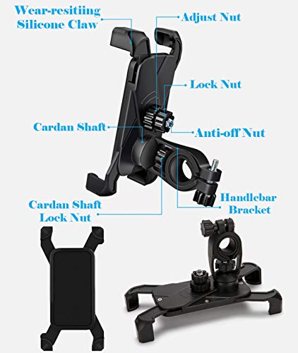 T WILKER Soporte Movil Bicicleta, Universal 360° Rotación y Anti-vibración Porta Telefono Bici para teléfono para Todos los teléfonos Inteligentes y Otros Dispositivos de 3.5 a 7 Pulgadas (Negro)