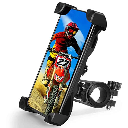 T WILKER Soporte Movil Bicicleta, Universal 360° Rotación y Anti-vibración Porta Telefono Bici para teléfono para Todos los teléfonos Inteligentes y Otros Dispositivos de 3.5 a 7 Pulgadas (Negro)