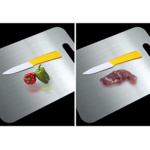 Tabla De Corte De Acero Inoxidable, Tabla De Corte Engrosada De Doble Cara De Acero Inoxidable 304-plata De 4 Tamaños-Picnic De Cocina