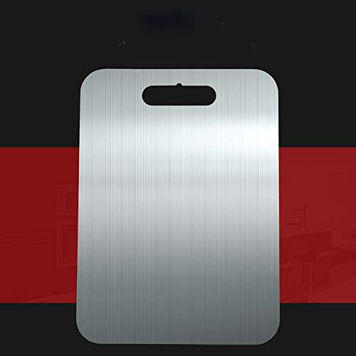 Tabla de corte de acero inoxidable, tabla de corte engrosada de doble cara de acero inoxidable 304-plata de 4 tamaños-Picnic de cocina