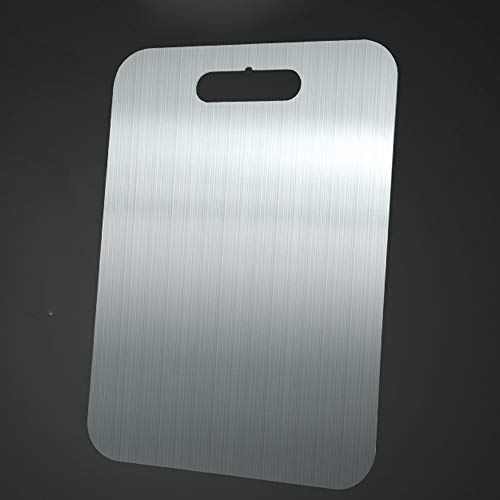 Tabla de corte de acero inoxidable, tabla de corte engrosada de doble cara de acero inoxidable 304-plata de 4 tamaños-Picnic de cocina