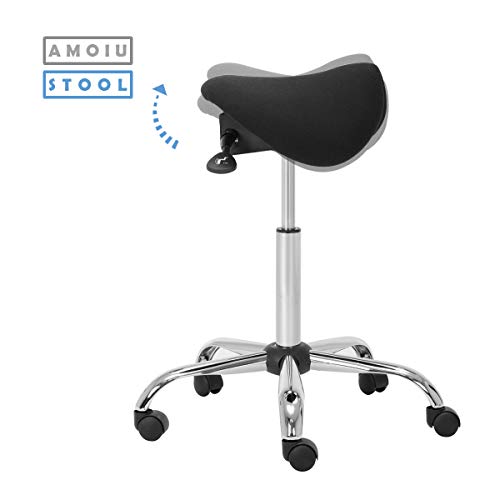Taburete Acolchado Regulable en Altura Giratorio 360° Base Antideslizante Ideal para Dentista, Peluquería, Oficina, Bar