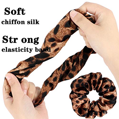 Tacobear 8 Piezas Scrunchies Gomas del Pelo Leopardo Lunares Elásticos Banda Pelo Cuerda Bufandas Cintas Pelo Cola de Caballo Accesorios Pelo para Mujer Niña