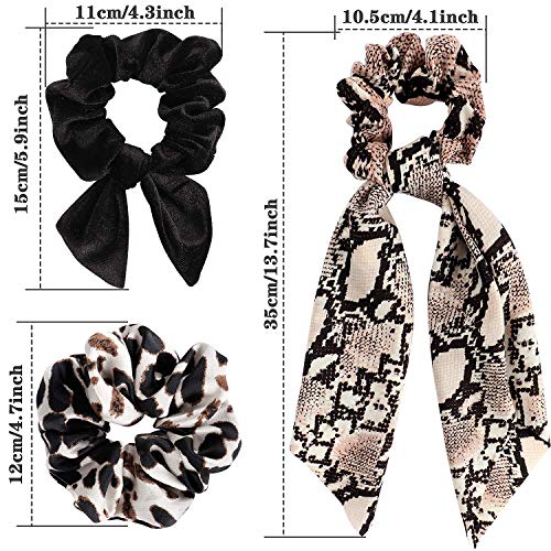 Tacobear 8 Piezas Scrunchies Gomas del Pelo Leopardo Lunares Elásticos Banda Pelo Cuerda Bufandas Cintas Pelo Cola de Caballo Accesorios Pelo para Mujer Niña
