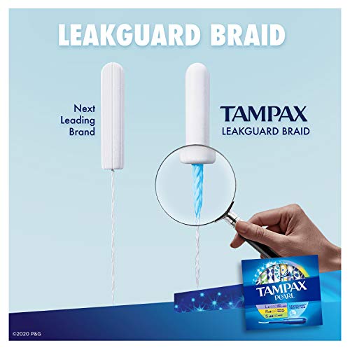 Tampax Pearl Tampones, ligeros/regulares/superabsorbencia con trenza LeakGuard, paquete triple, sin aroma, 34 unidades
