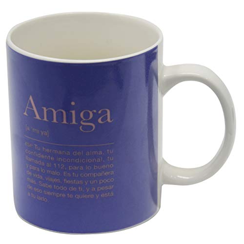 Taza con Frase, Taza y Libreta con Frase Amiga 300mL, 8x9,5x8cm - Hogar y Más - A