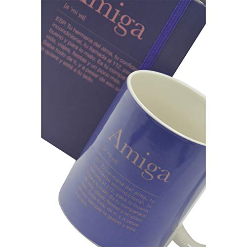 Taza con Frase, Taza y Libreta con Frase Amiga 300mL, 8x9,5x8cm - Hogar y Más - A