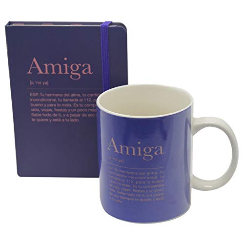 Taza con Frase, Taza y Libreta con Frase Amiga 300mL, 8x9,5x8cm - Hogar y Más - A