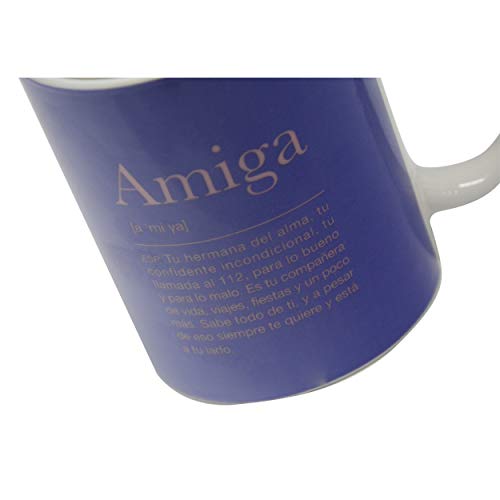 Taza con Frase, Taza y Libreta con Frase Amiga 300mL, 8x9,5x8cm - Hogar y Más - A