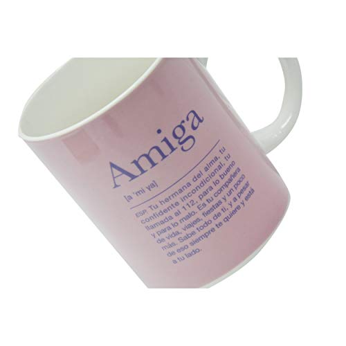 Taza con Frase, Taza y Libreta con Frase Amiga 300mL, 8x9,5x8cm - Hogar y Más - B
