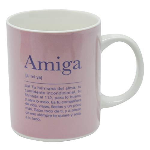 Taza con Frase, Taza y Libreta con Frase Amiga 300mL, 8x9,5x8cm - Hogar y Más - B