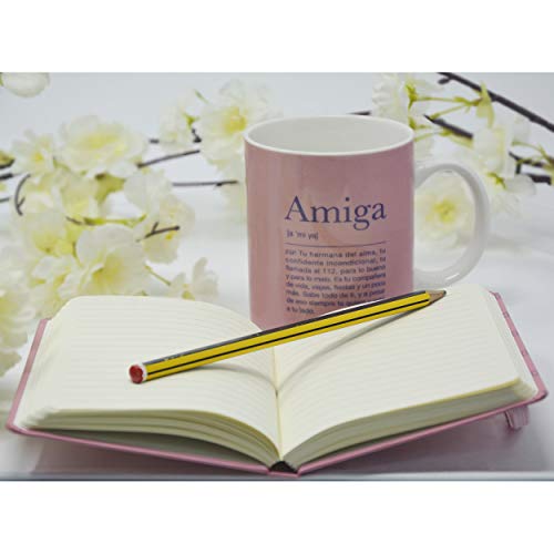 Taza con Frase, Taza y Libreta con Frase Amiga 300mL, 8x9,5x8cm - Hogar y Más - B